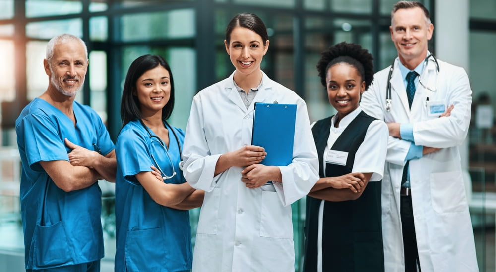 portrait and hospital doctors